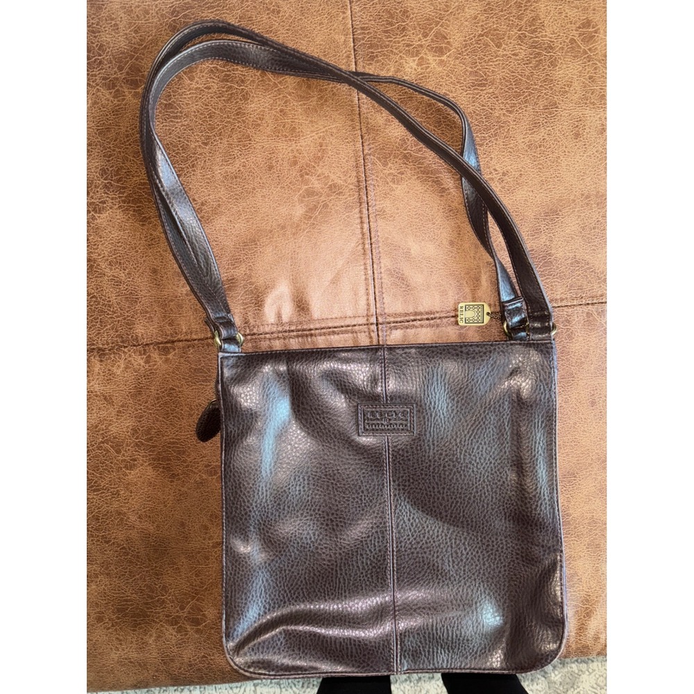 Relic crossbody bag dark brown pebbled leather‎ adjustable strap zip top